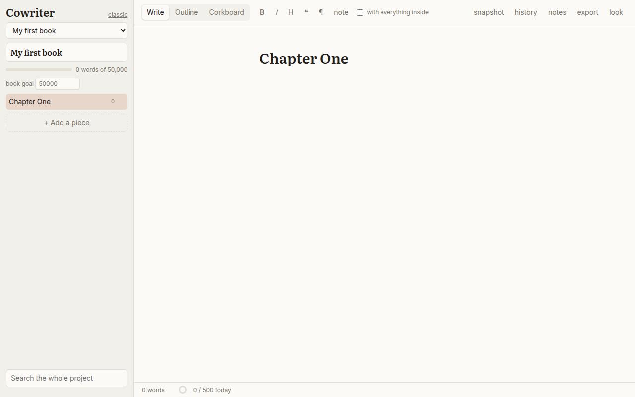 Screenshot of Cowriter